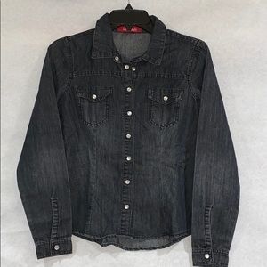 Forever21 Black Denim Ling Sleeve Button Down